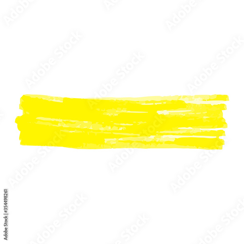 Yellow highlighter scribble in rectangle shape and permanent marker stroke texture