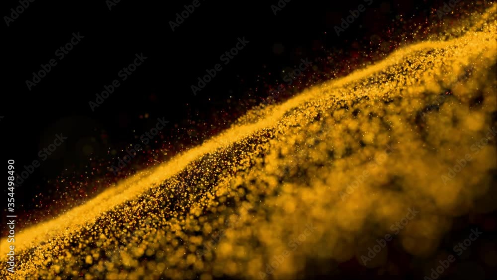 gold particles abstract background with golden shining stars dust bokeh glitter awards dust. Futuristic glittering fly movement flickering loop in space on black background. gold particles abstract background with golden shining stars dust bokeh glitter awards dust. Futuristic glittering fly movement flickering loop in space on black background.