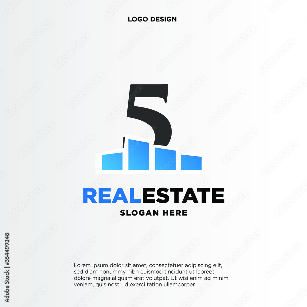 5 Initial logo concept with building template vector. 5 Initial logo concept with building template vector.