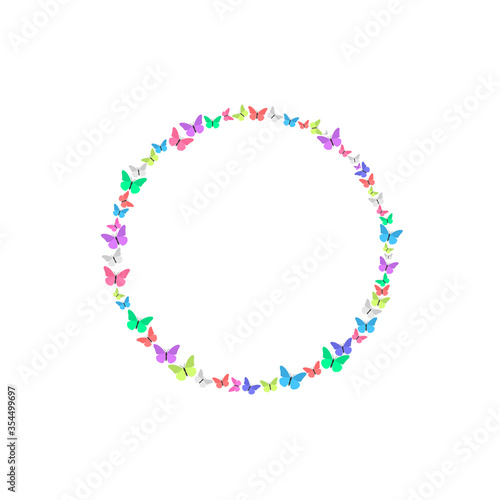 Vector decorative butterflies in circle shape with place for text illustration isolated