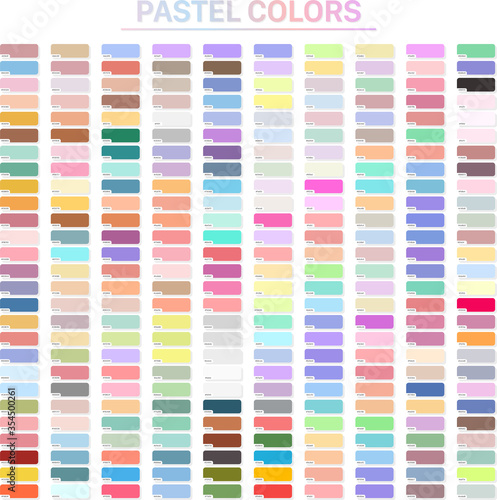 Fotografiet Pastel colors set with hex codes. Trendy color palette vector