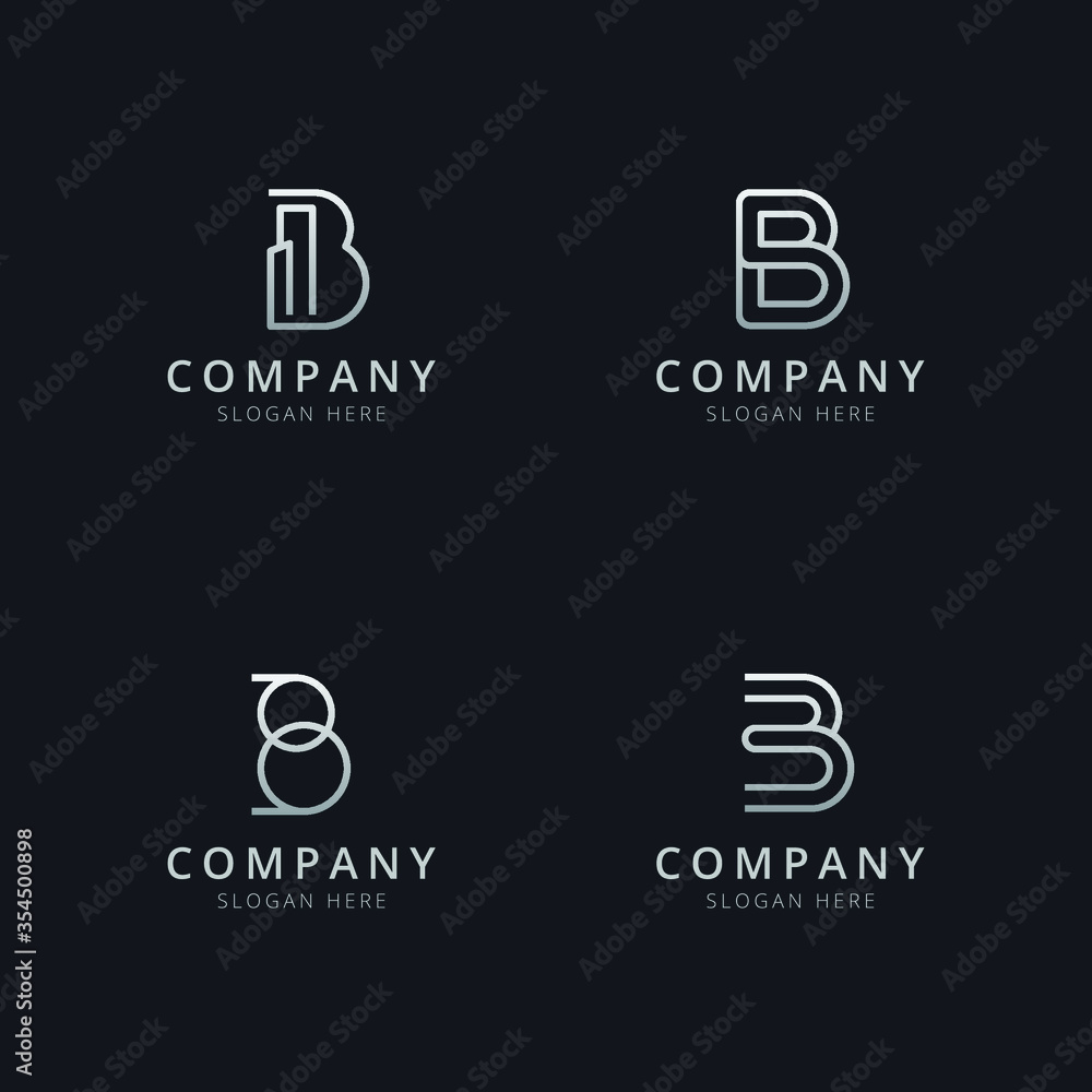 Fototapeta premium Initials B line monogram logo template with a silver style color for the company