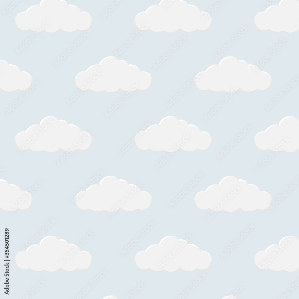 Clear sky in paper art, seamless pattern