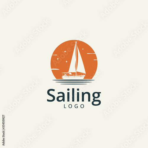 Sailing yacht boat ship logo template