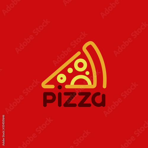 Logo, pizza, cheese, vector illustration, color gradient logo picture and text	
