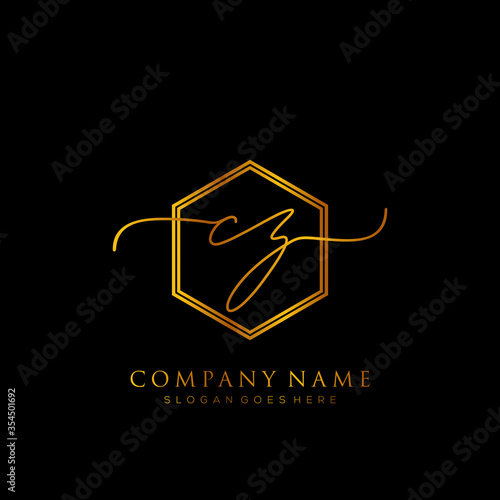 Initial letter CZ Signature handwriting Logo Template Vector photo