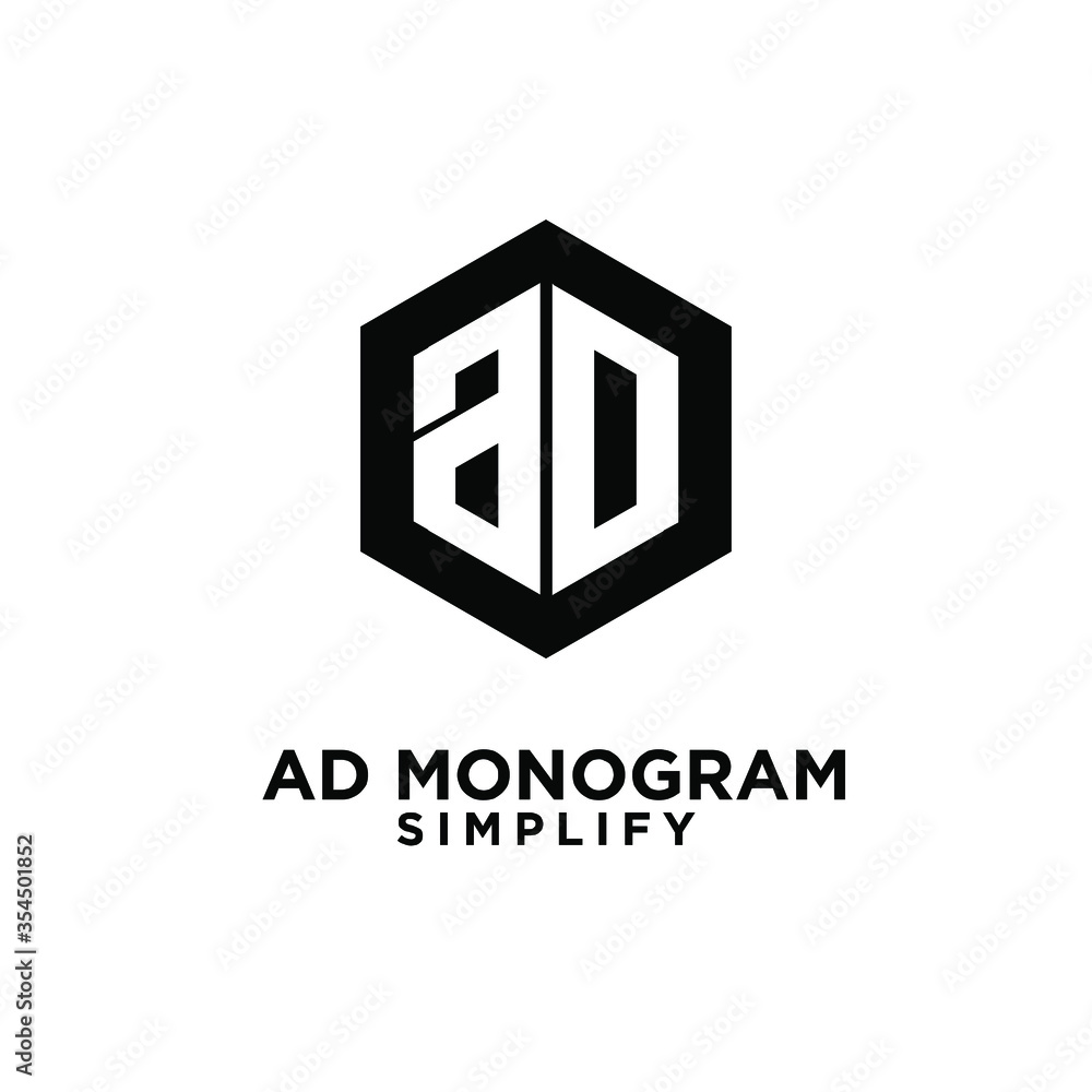 ad hexagon initial letterblack white luxury logo icon design ad hexagon initial letterblack white luxury logo icon design