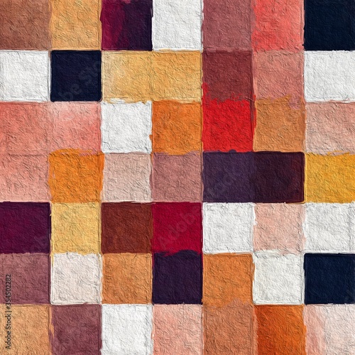 colorful abstract mosaic with a rough texture background. Sweet color square pattern background. Picture for creative wallpaper or design art work. Backdrop have copy space for text. © Ariya