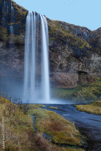 Seljalandsfoss waterfall is about 60 meters tall and is located in the south region of Iceland 