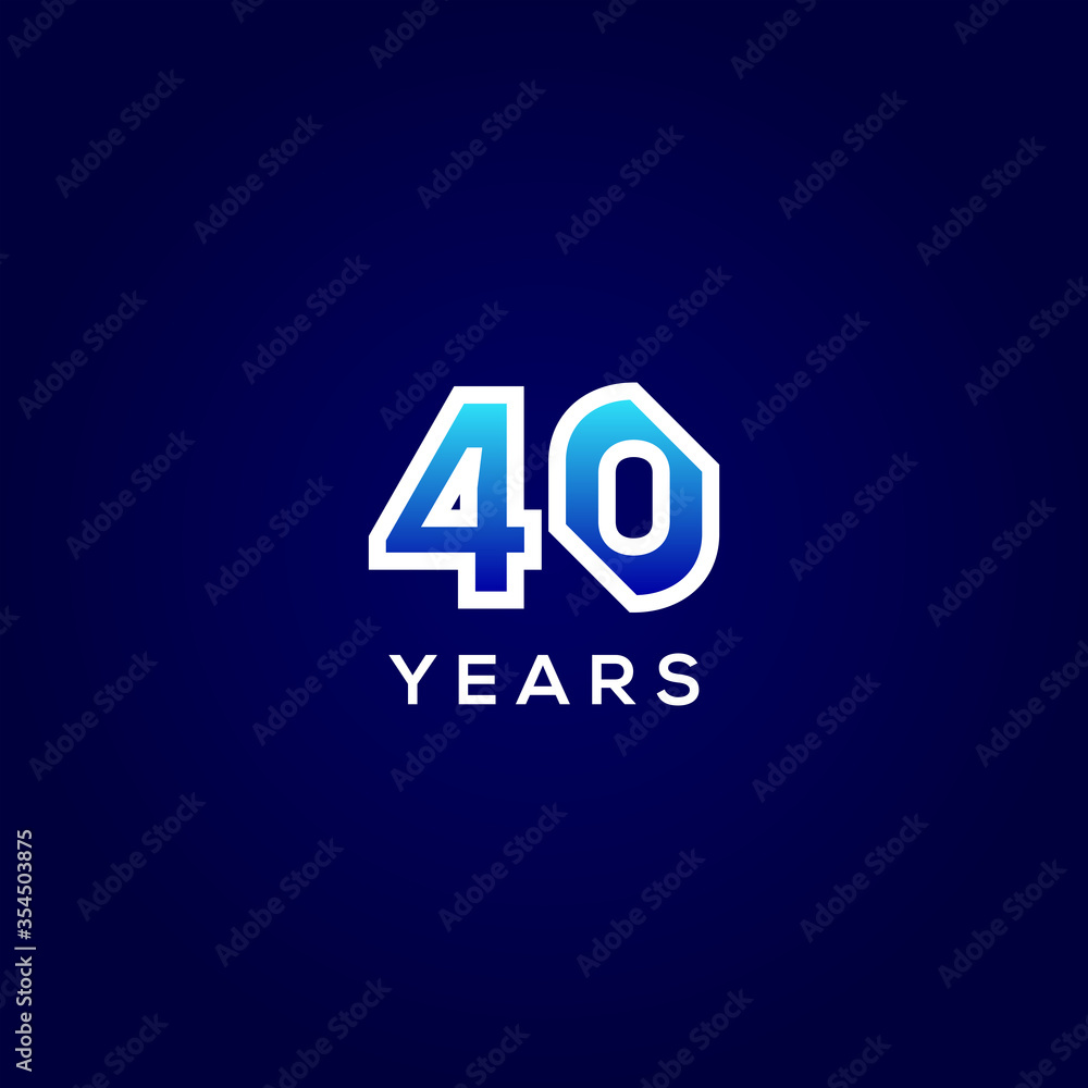 40 Years Anniversary Gradient Number Vector Design 40 Years Anniversary Gradient Number Vector Design