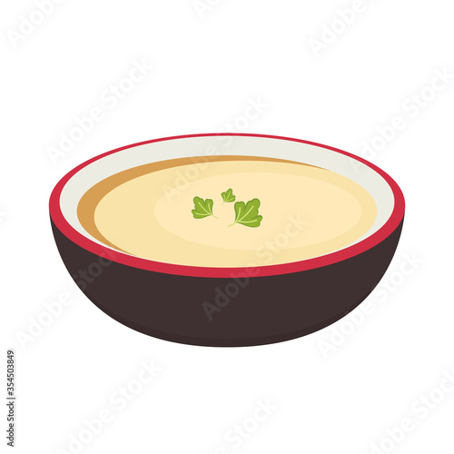 Coriander on Steamed egg. Steamed egg in bowl. Coriander vector.
