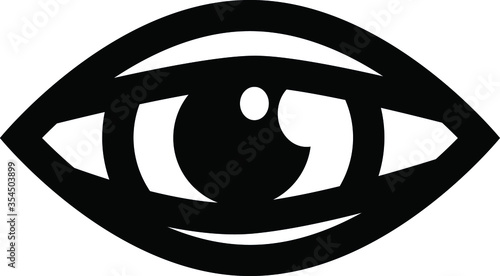 Vector icon, eye,  vision, symbol, black and white, simple