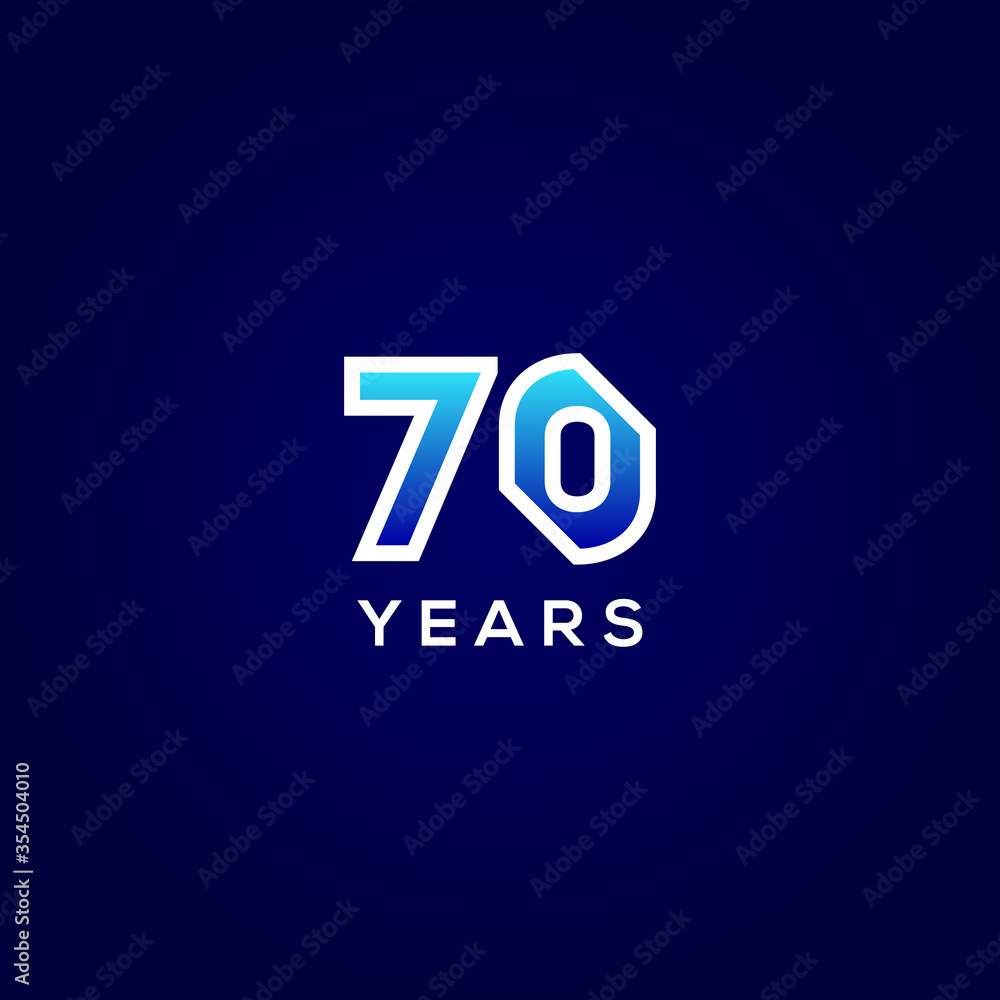 70 Years Anniversary Gradient Number Vector Design 70 Years Anniversary Gradient Number Vector Design
