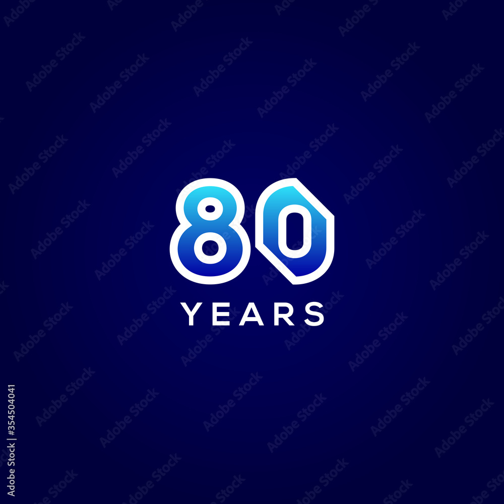 80 Years Anniversary Gradient Number Vector Design