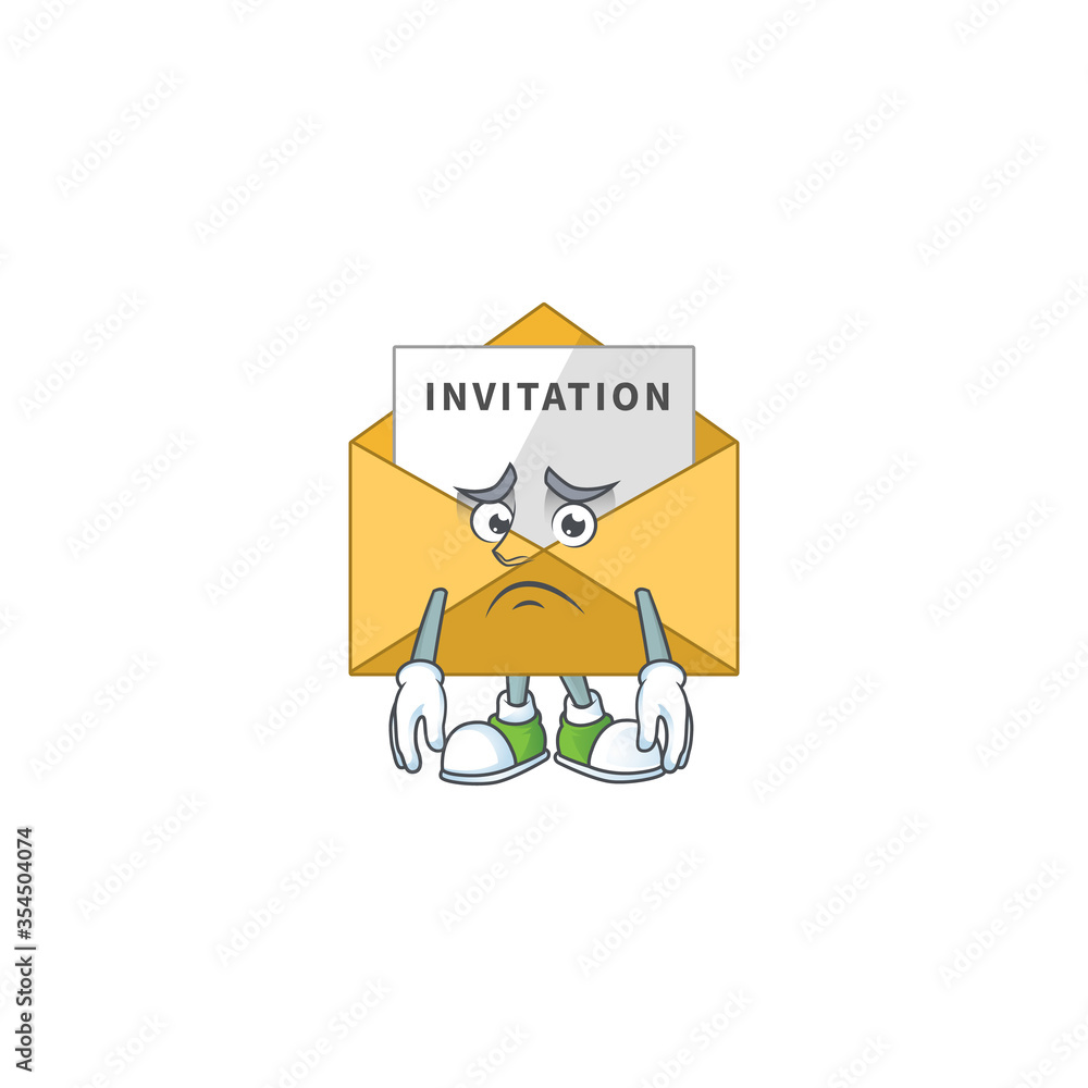 Invitation message Caricature design picture showing worried face