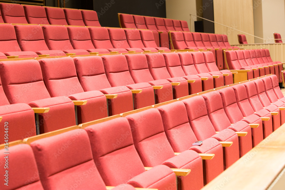 Fototapeta premium tokyo, japan, 08/31/2019 , Red theater seats.