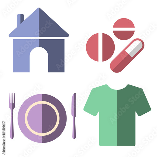 4 basic human needs flat icon set