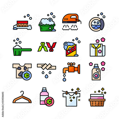 Fototapeta Naklejka Na Ścianę i Meble -  laundry icon set, washing cloth icon set