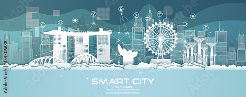 Technology wireless network communication smart city with architecture in singapore.