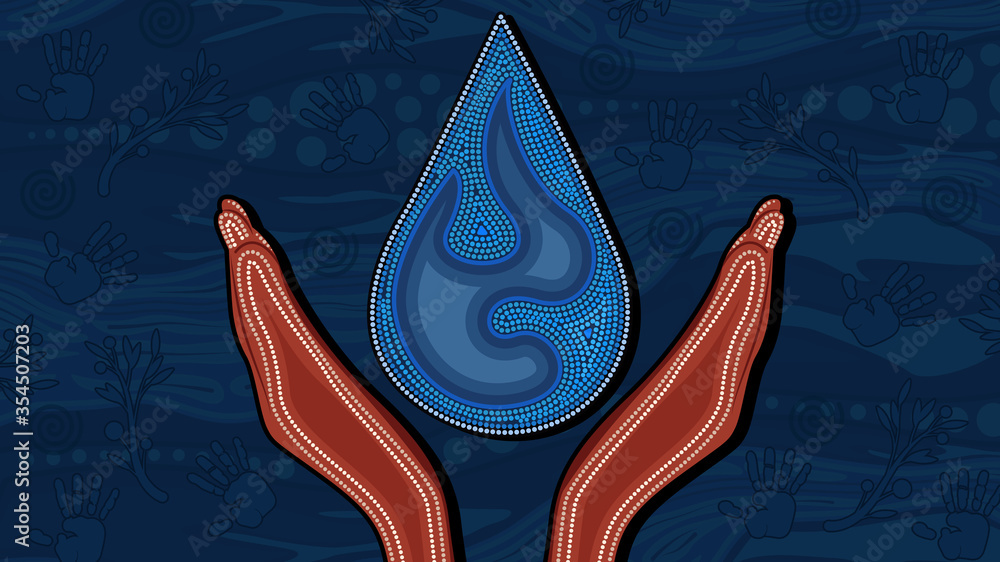 Aboriginal art dot painting on save water Stock Vector | Adobe Stock