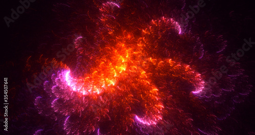 3D rendering abstract red fractal light background