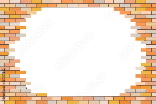 Fototapeta Naklejka Na Ścianę i Meble -  White hole in brown brick wall.