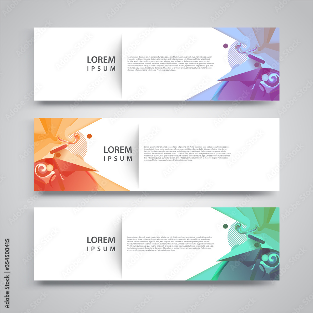Fototapeta premium Vector set abstract geometric design banner web template.