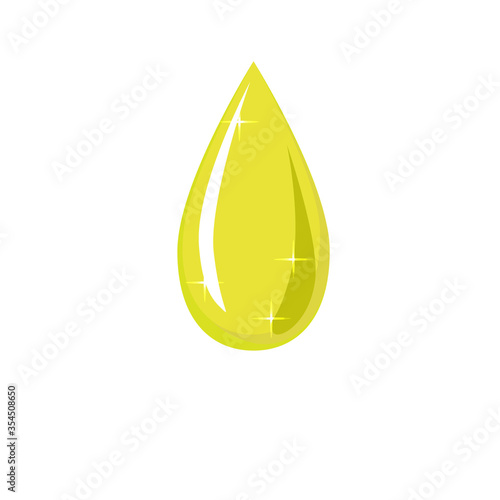 Vector image of a green drop. Use for advertising, packaging, labels, web design, images of olive oil, juices, drinks.