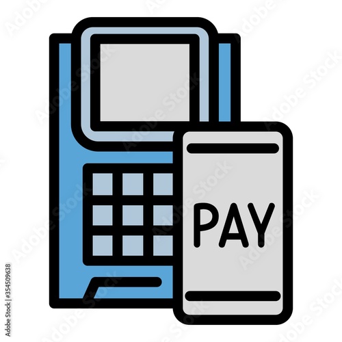 Online pay icon. Outline online pay vector icon for web design isolated on white background