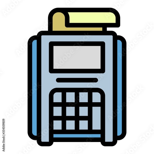 Pos terminal receipt icon. Outline pos terminal receipt vector icon for web design isolated on white background