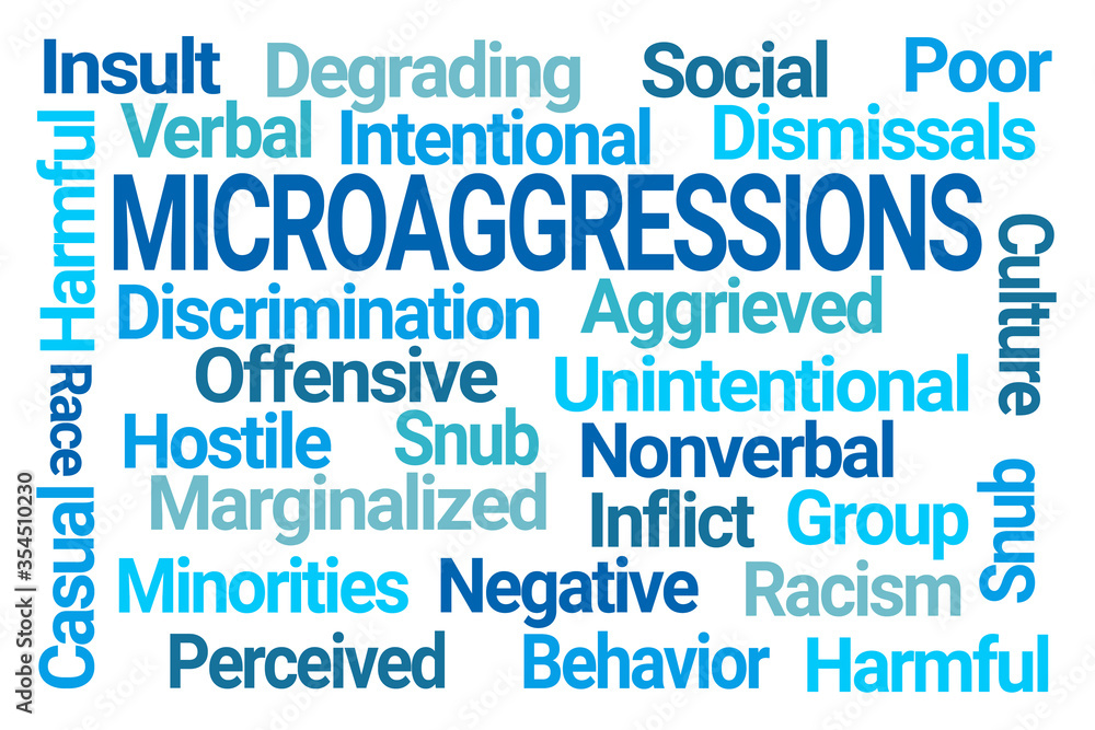 Microaggressions Word Cloud on White Background