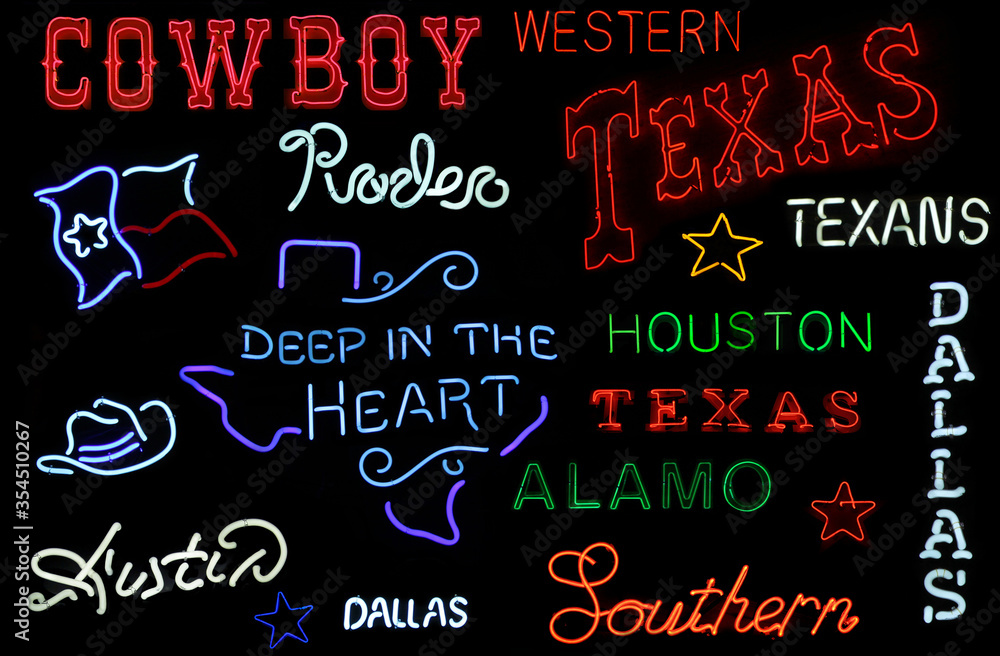 Neon Texas Sign Photo Composite Stock Illustration | Adobe Stock