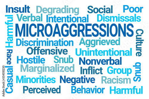 Microaggressions Word Cloud on White Background photo