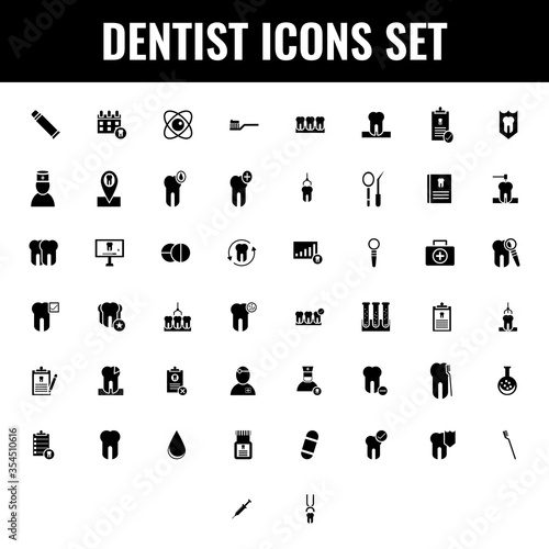 Dentist icon set in Black and White color.