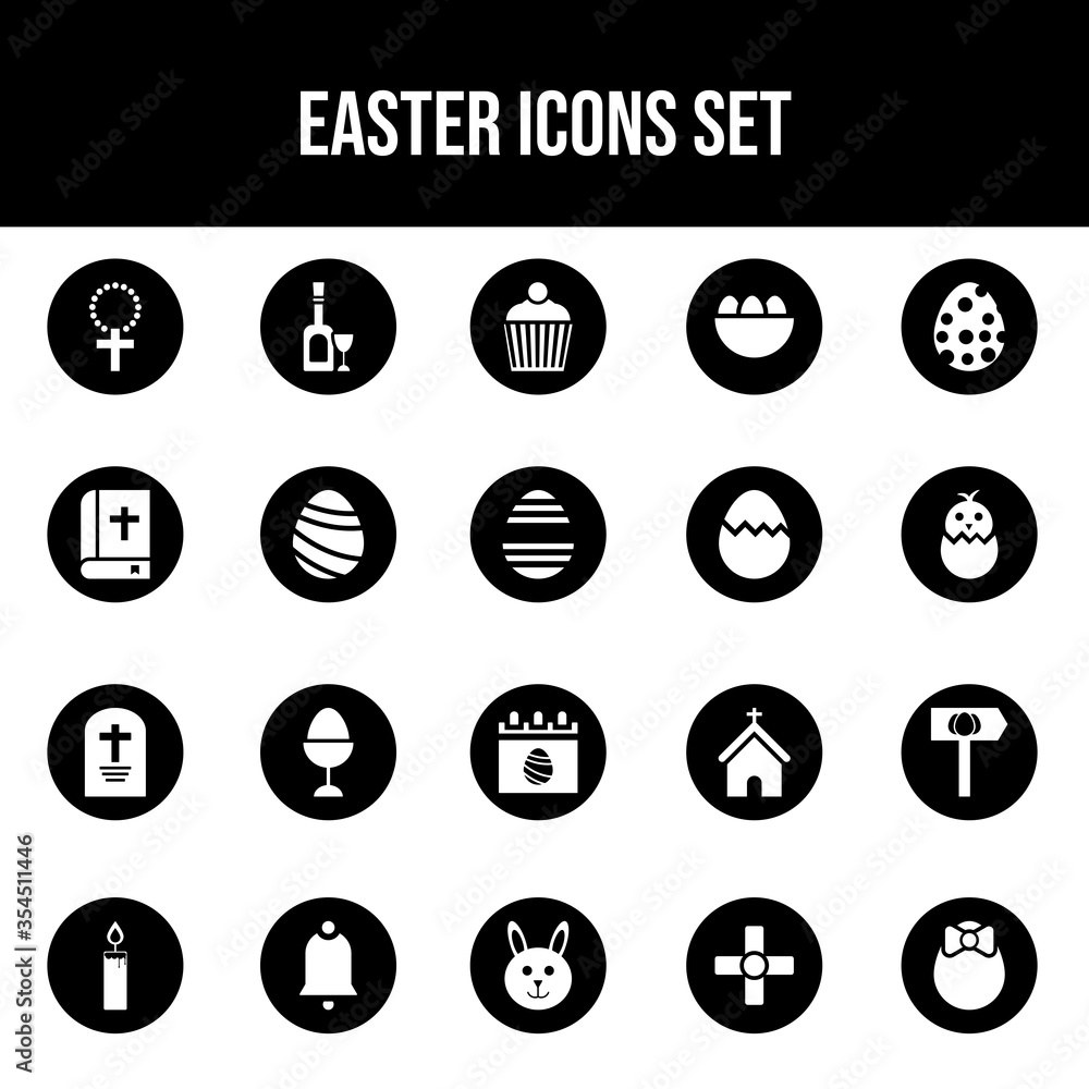 Flat Style Easter Icon Set in B&W Color. Flat Style Easter Icon Set in B&W Color.