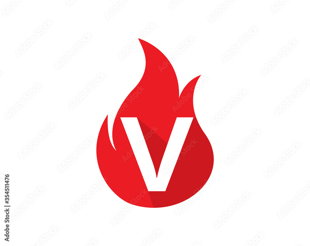 Obraz premium Initial V fire design concept letter logo design