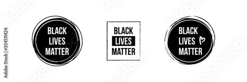 Black lives matter icons, banners, labels, design elements set, collection.