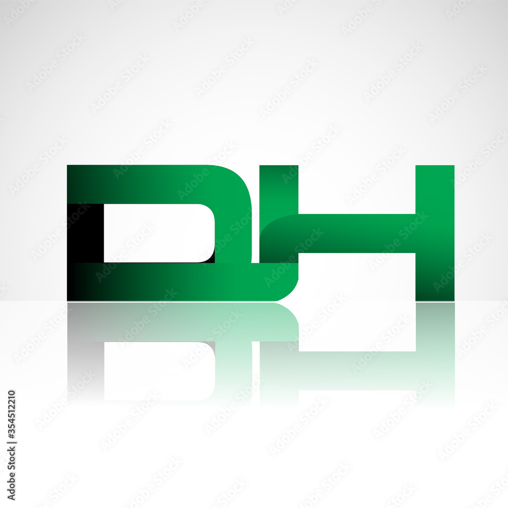 Initial letter DH uppercase modern and simple logo linked green and black colored, isolated in white background. Vector design for company identity. Initial letter DH uppercase modern and simple logo linked green and black colored, isolated in white background. Vector design for company identity.