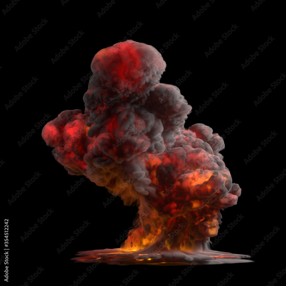 3d render of explosion with smoke and fire in it on the black background. 3d render of explosion with smoke and fire in it on the black background.