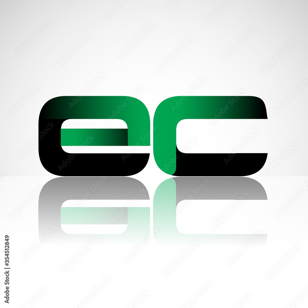 Fototapeta premium Initial letter EC uppercase modern and simple logo linked green and black colored, isolated in white background. Vector design for company identity.