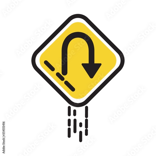 Right hairpin curve sign