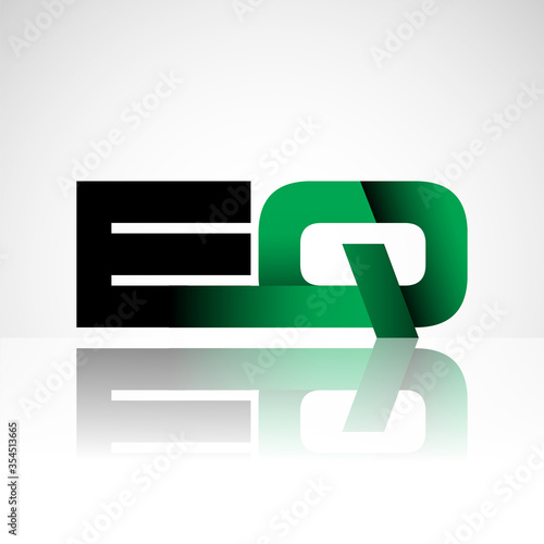 Initial letter EQ uppercase modern and simple logo linked green and black colored  isolated in white background. Vector design for company identity.