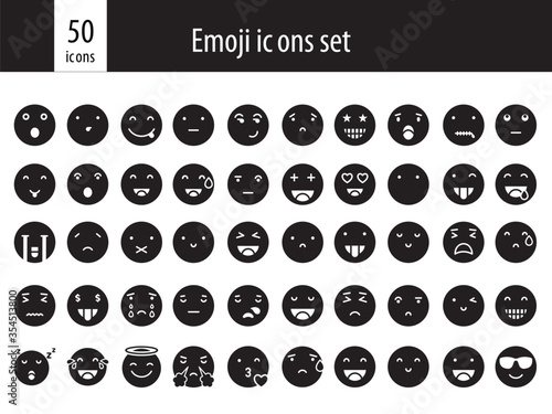 Different Emoji Face Icon Pack in B&W Color.