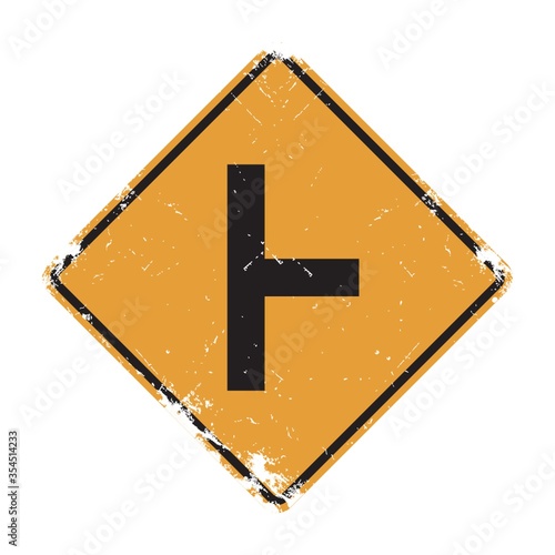 Side road at a perpendicular angle sign