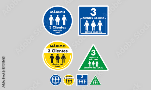 Three clients maximum inside the store, mandatory exterior signage to control the entry of people to businesses, stores, restaurants and closed places, ideal to avoid fines, violations and penalties