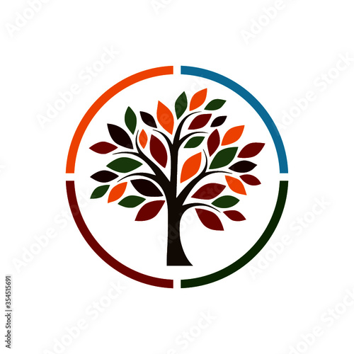 Four seasons tree icon isolated on white background