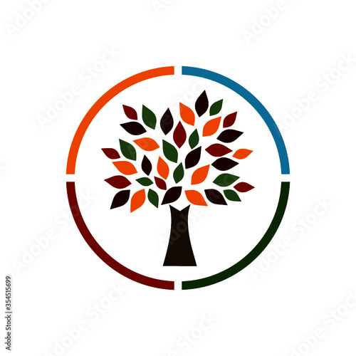 Four seasons tree icon isolated on white background
