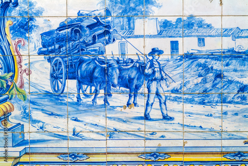 panels of azulejos on Santiago do Cacem station, Setubal District
