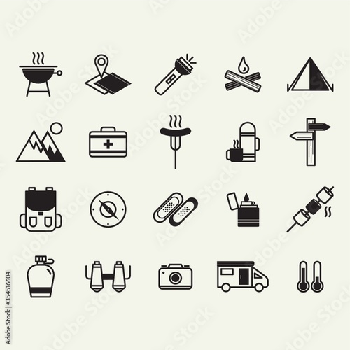 Camping and road trip icons