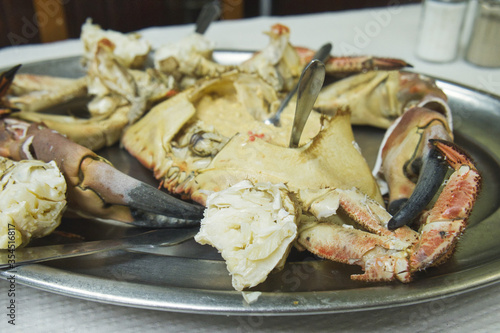 Delicious meat of grilled stone crab, sapateira